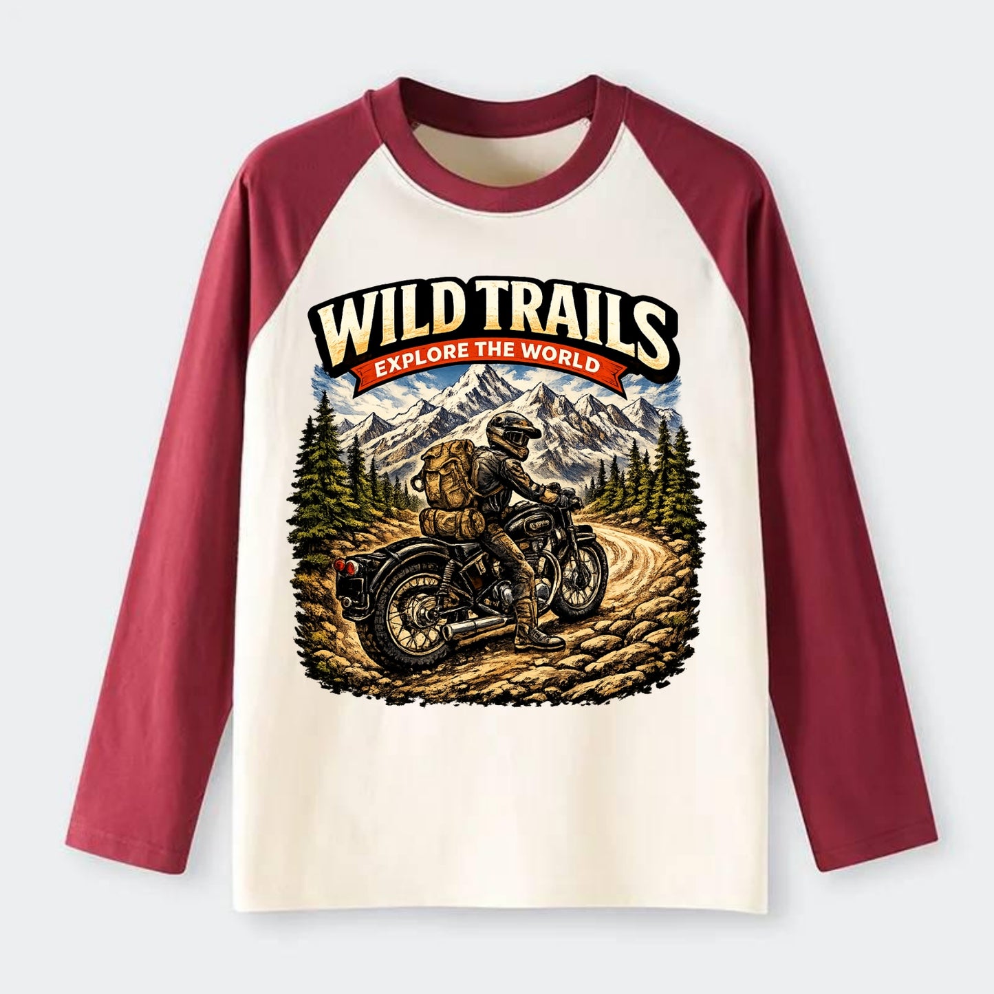 Wild Trails Explorer - Raglan Long Sleeve T-Shirt