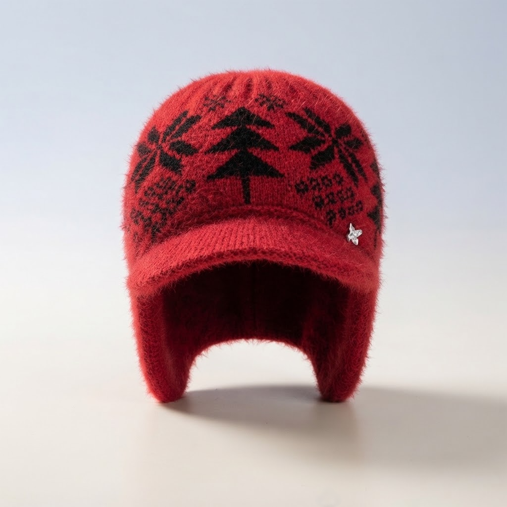 Women's Winter Knit Beanie Hat Korean Style Casual Ear Flap Warm Slouchy Hat Men's Loose Windproof Postpartum Cap