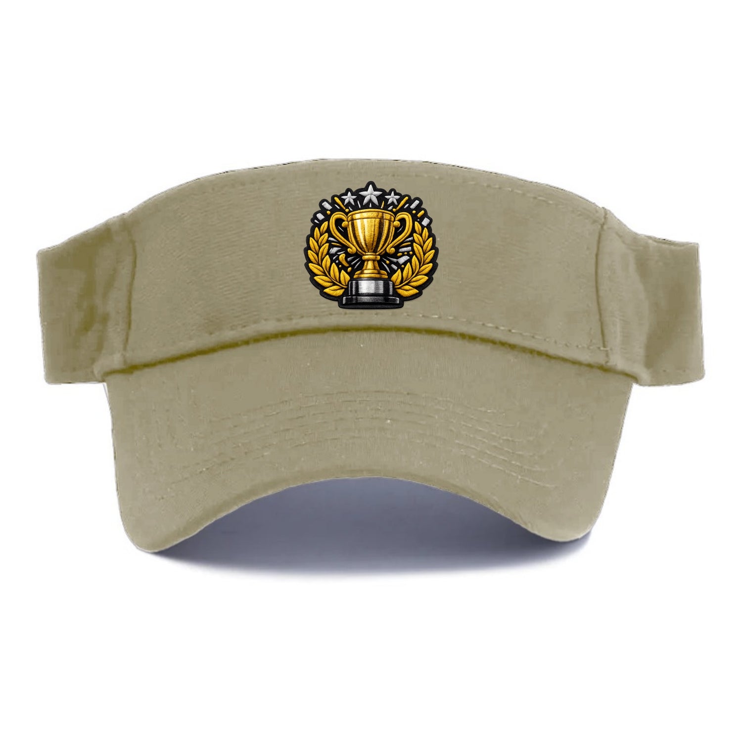 Embroidered patch design - CHAMPIONSHIP TROPHY - golden trophy cup with laurels in gold - Visor - Warm Sand(Khaki)