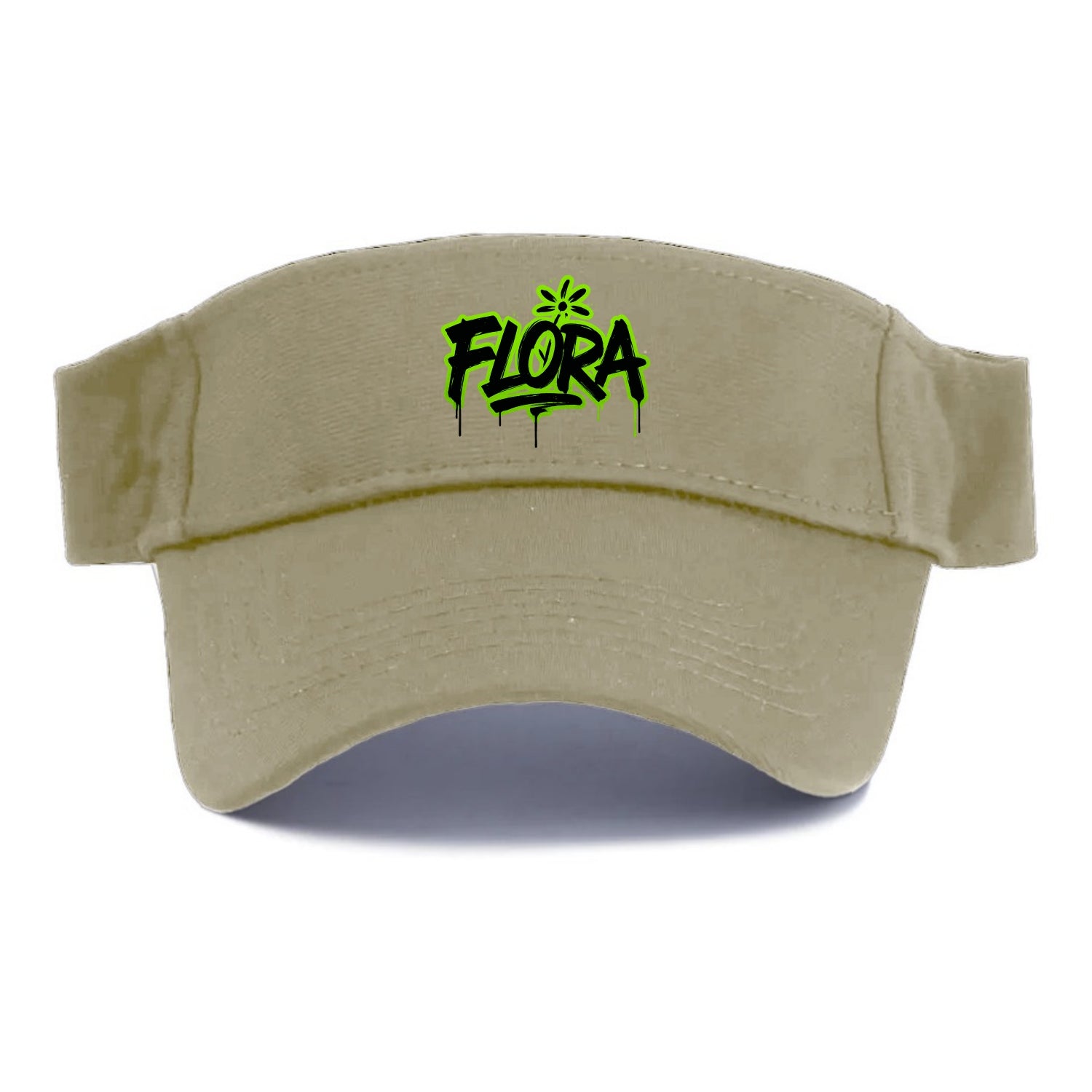 Bold typography design - "FLORA" - plant life, blooming - Visor - Warm Sand(Khaki)