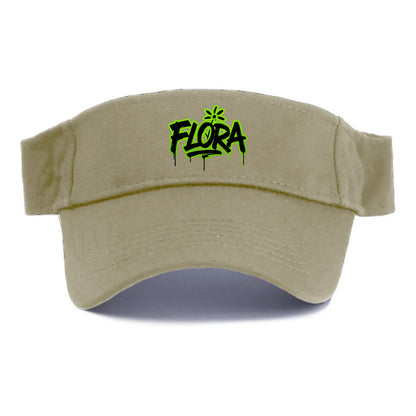 Bold typography design - "FLORA" - plant life, blooming - Visor - Warm Sand(Khaki)