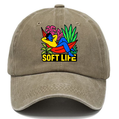 Person relaxing in hammock with plants - "soft life" aesthetic, peaceful living goals - Classic Cap - Warm Sand(Khaki)