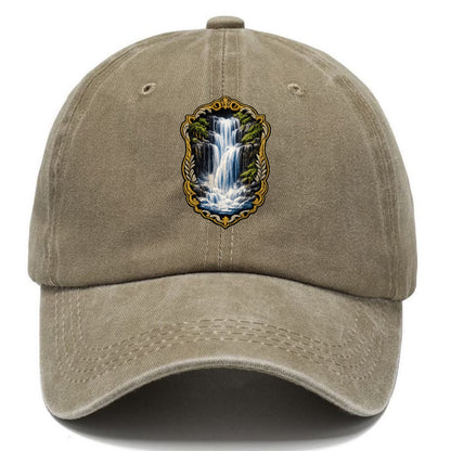 WATERFALL CASCADE - falling water with mist in blue and white , nature wonder - Classic Cap - Warm Sand(Khaki)