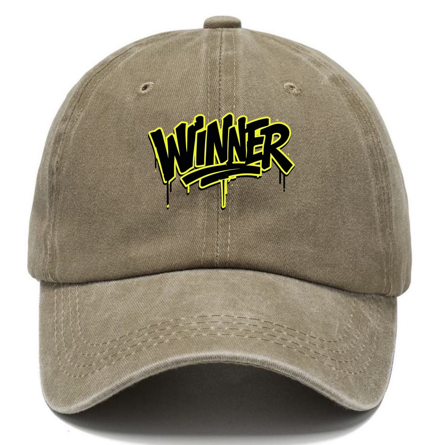 Bold typography design - "WINNER" - victorious mindset, champion - Classic Cap - Warm Sand(Khaki)