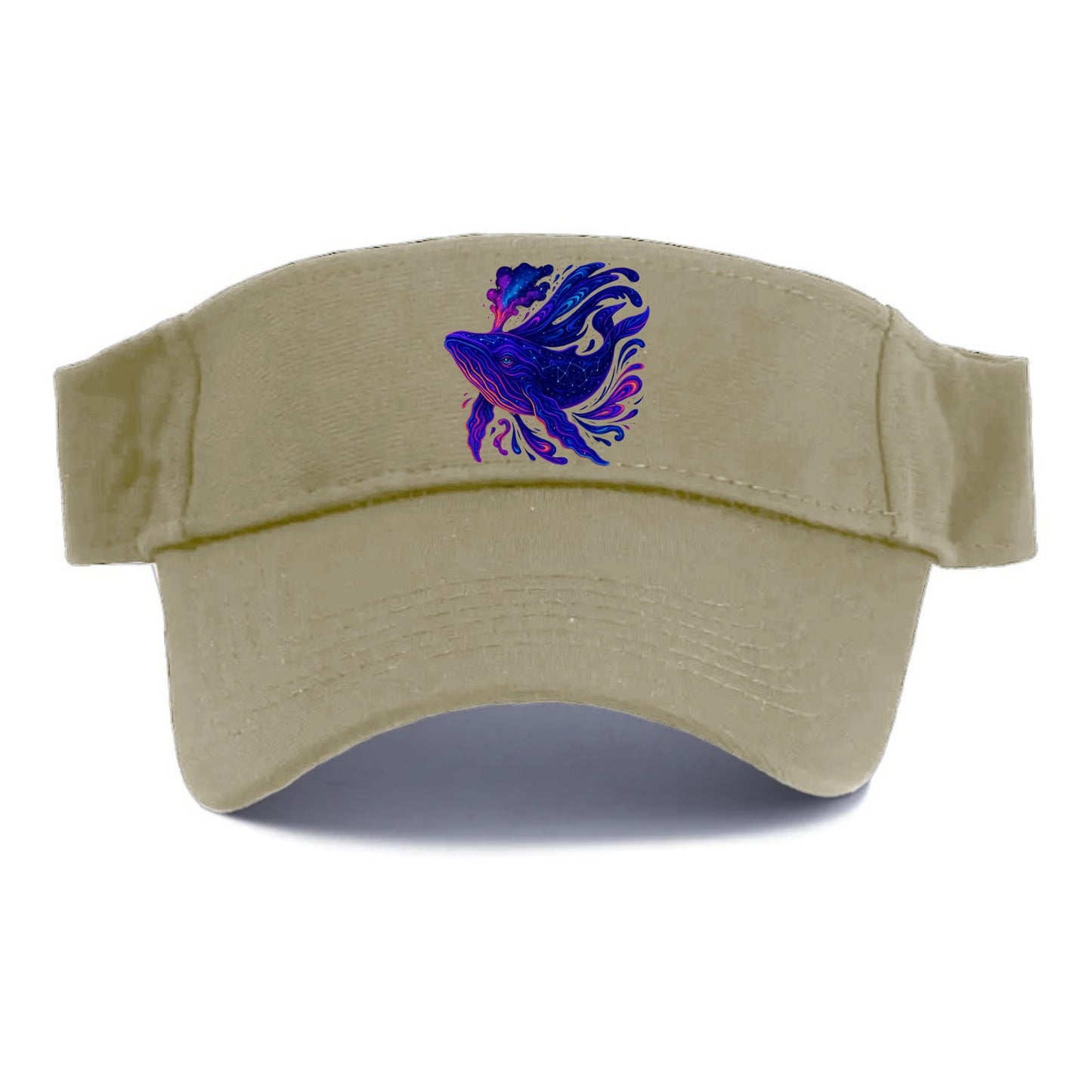 Majestic whale with body composed of galaxy clusters, stellar fins flowing like cosmic - Visor - Warm Sand(Khaki)