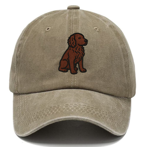 Boykin Spaniel - Rich chocolate brown wavy coat embroidered sitting pose - Classic Cap