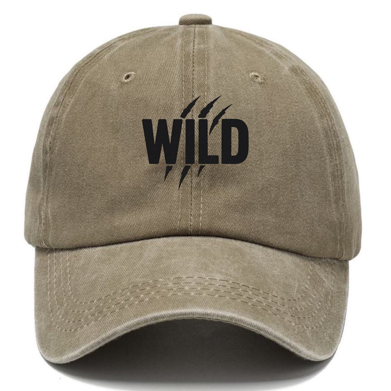 Bold typography design - "WILD" - untamed, natural, free - Classic Cap - Warm Sand(Khaki)