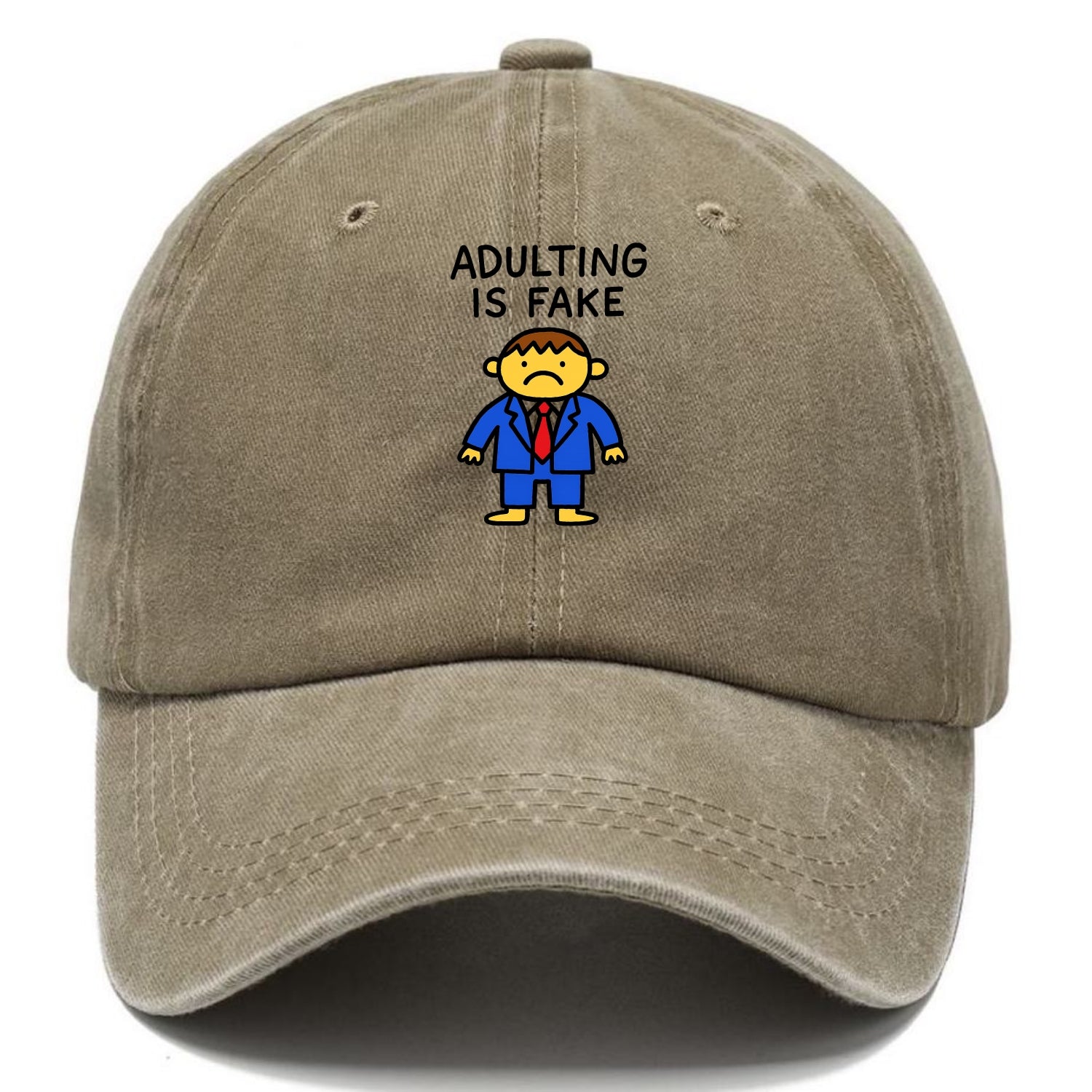ADULTING IS FAKE | Child in suit pretending - Classic Cap - Warm Sand(Khaki)