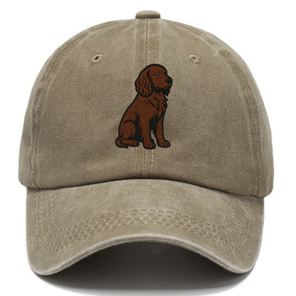 Field Spaniel - Liver colored embroidered sitting design - Classic Cap - Warm Sand(Khaki)
