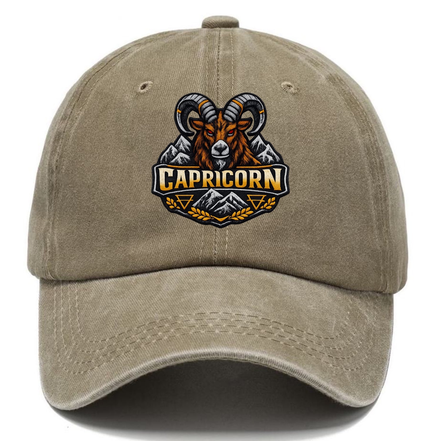 CAPRICORN GOAT - mountain goat in brown and gray , earth sign - Classic Cap - Warm Sand(Khaki)