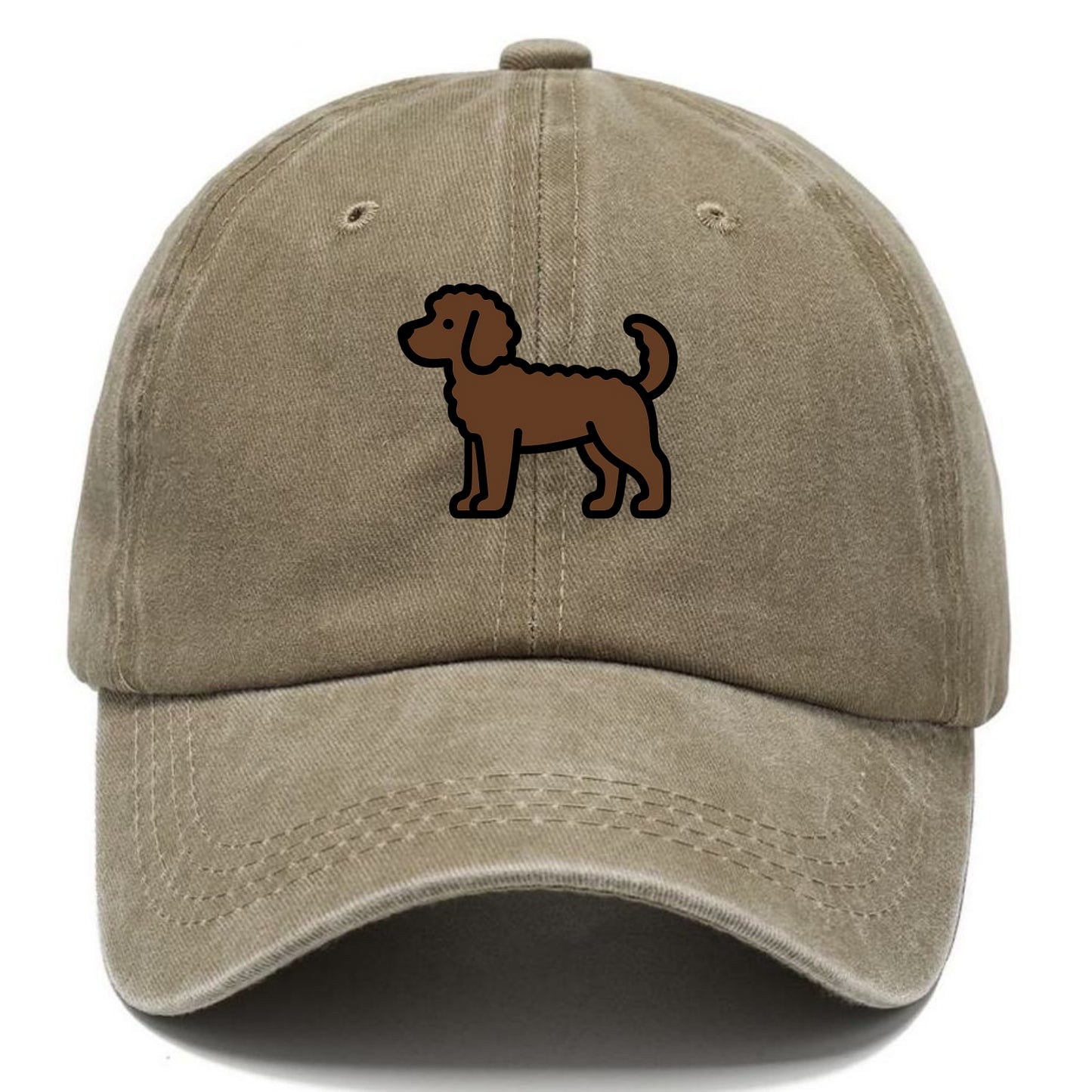 Labradoodle - Chocolate curly flat side profile - Classic Cap - Warm Sand(Khaki)