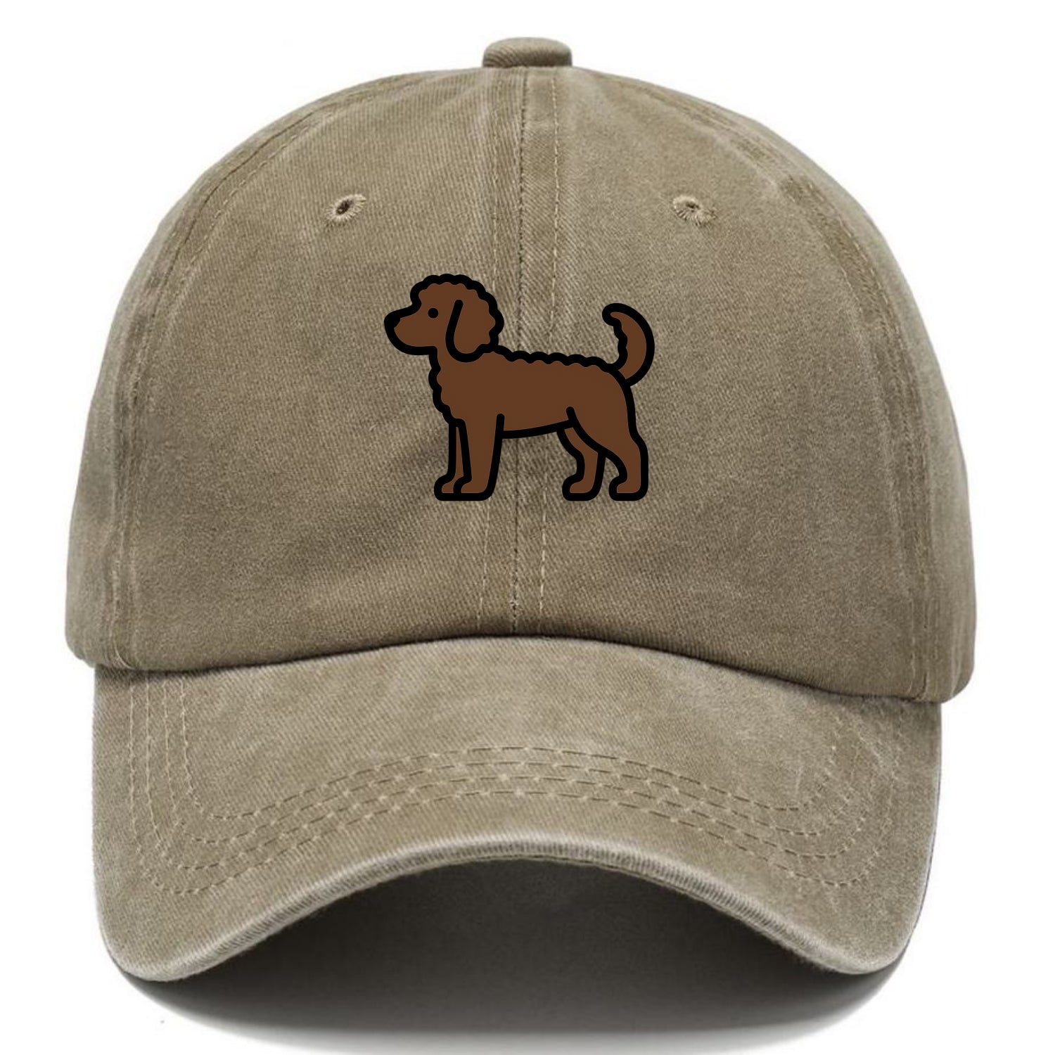 Labradoodle - Chocolate curly flat side profile - Classic Cap - Warm Sand(Khaki)
