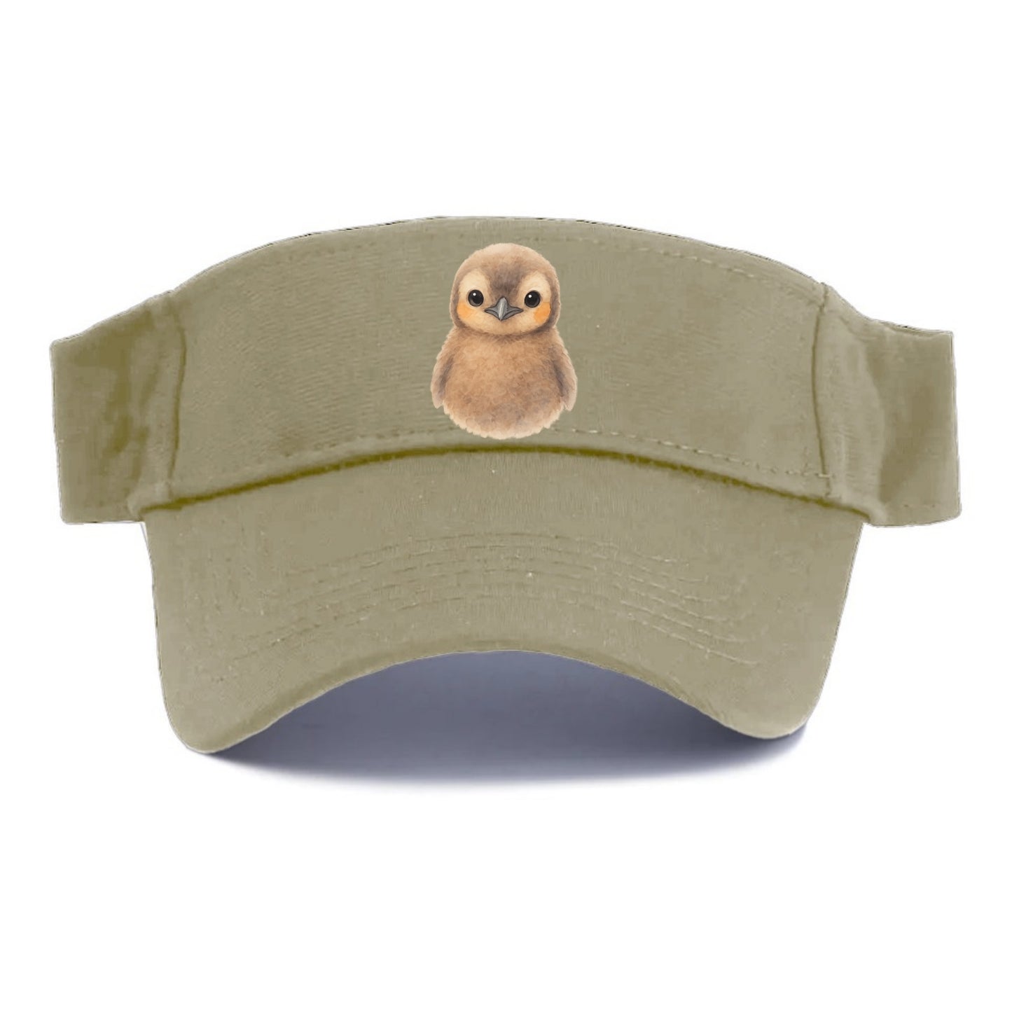 Baby King Penguin - orange cheek patches, fluffy brown, large eyes, front-facing, regal baby - Visor - Warm Sand(Khaki)