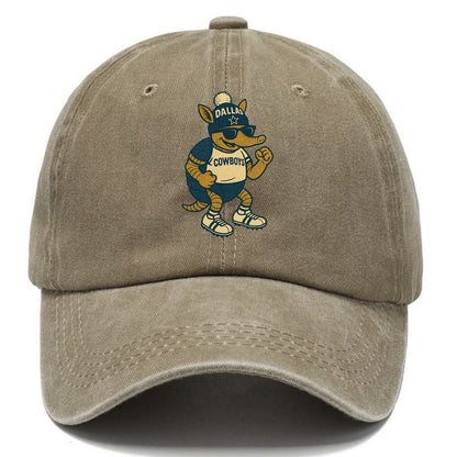 Dallas Armadillo wearing Cowboys beanie with lone star patch and wayfarer sunglasses - Classic Cap - Warm Sand(Khaki)