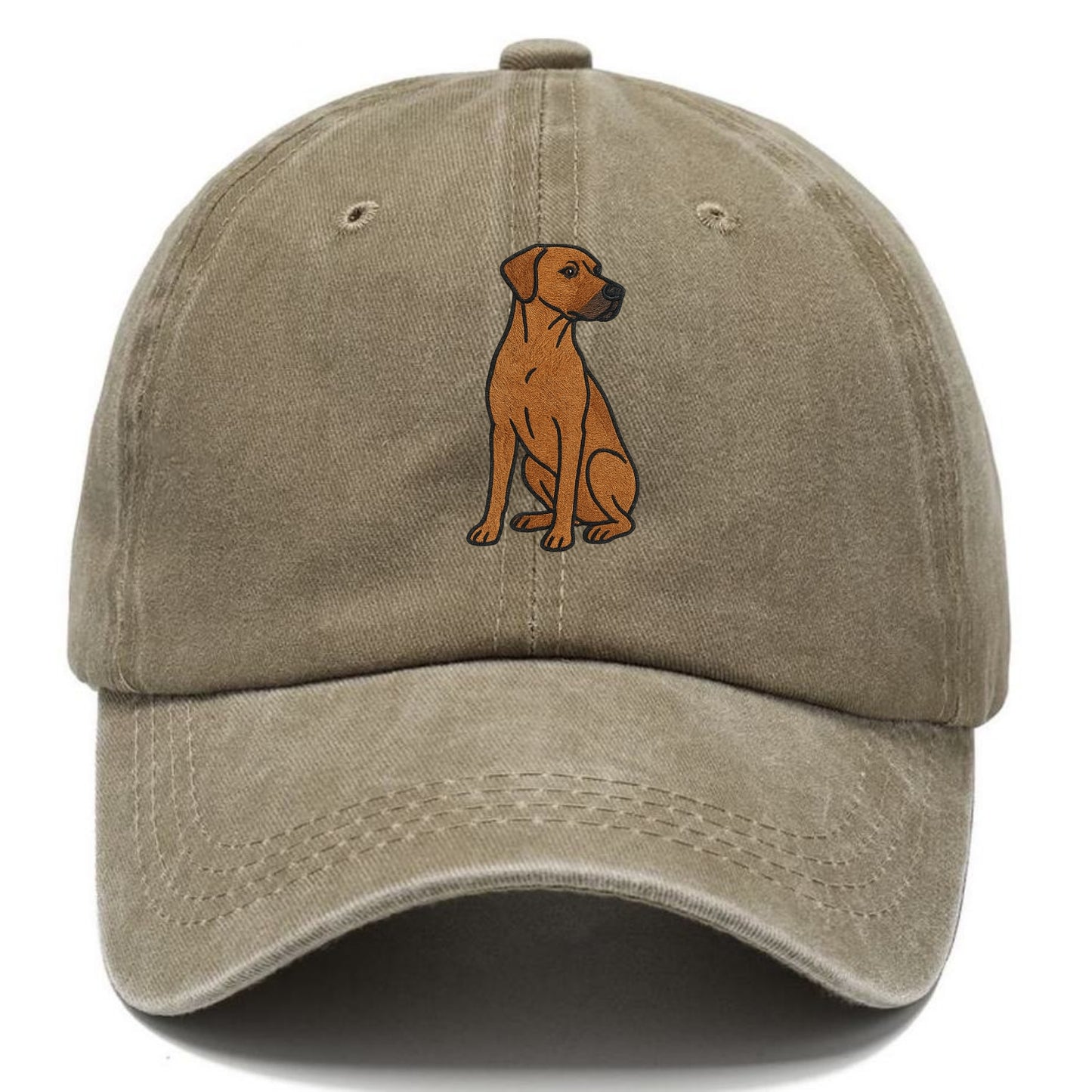 Rhodesian Ridgeback - Red wheaten embroidered pose - Classic Cap - Warm Sand(Khaki)