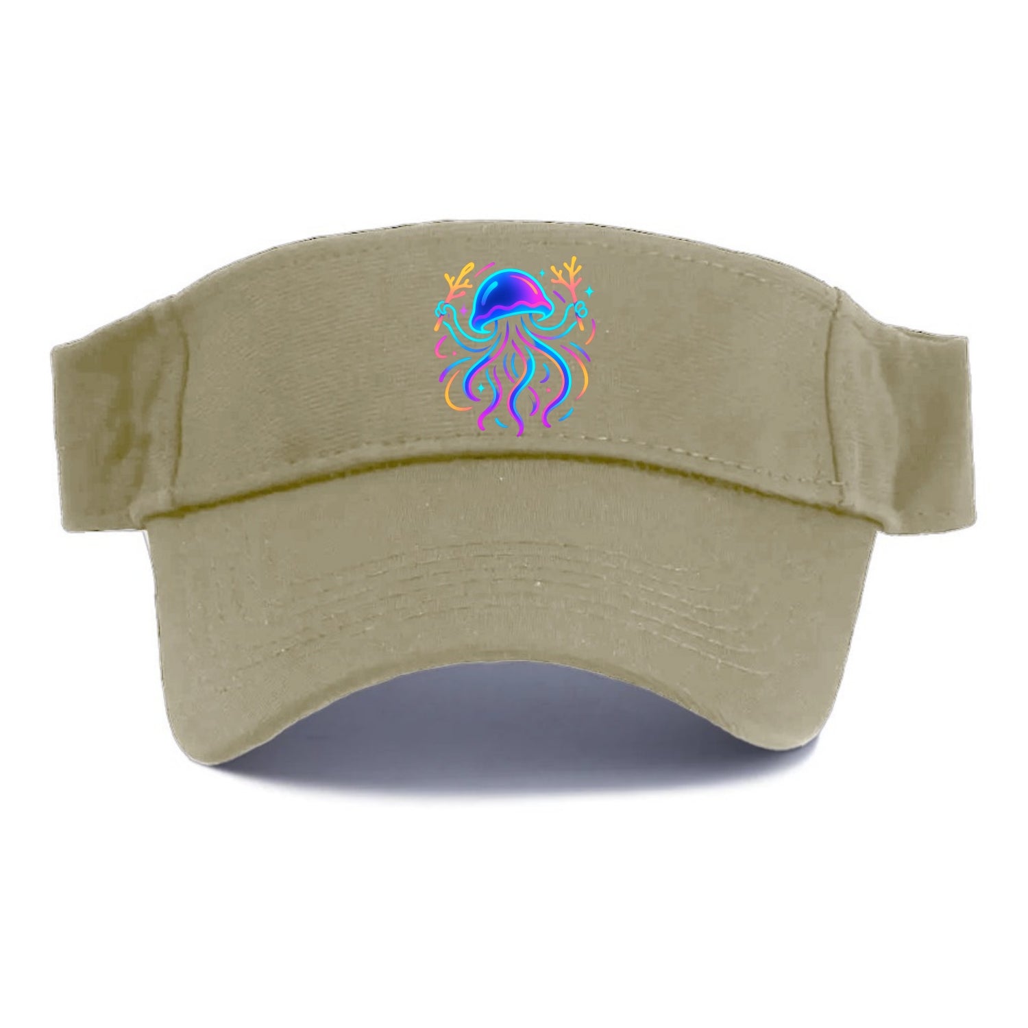 Jellyfish conducting a glow orchestra using coral batons in deep ocean concert hall - Visor - Warm Sand(Khaki)