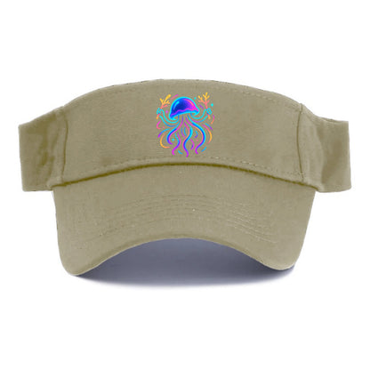 Jellyfish conducting a glow orchestra using coral batons in deep ocean concert hall - Visor - Warm Sand(Khaki)