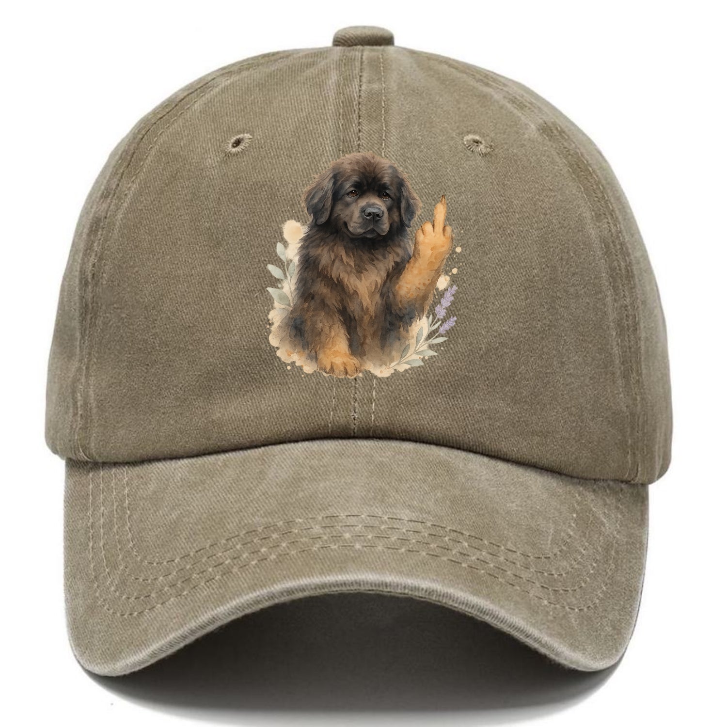 Newfoundland fluffy bear-like with webbed paws, massive gentle paw up - Classic Cap - Warm Sand(Khaki)