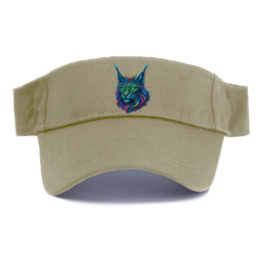 Wild lynx with ear tufts transforming into liquid mercury flows, silver and gold gradients, - Visor - Warm Sand(Khaki)