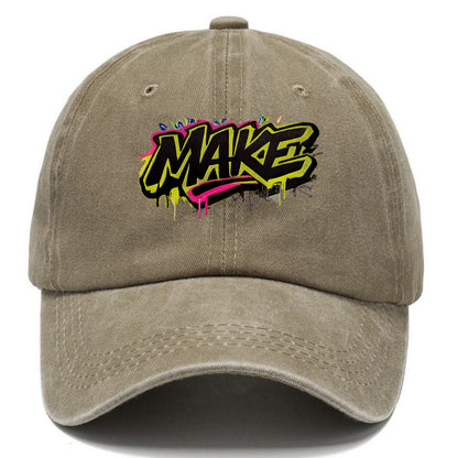 Bold typography design - "MAKE" - creating, producing, doing - Classic Cap - Warm Sand(Khaki)
