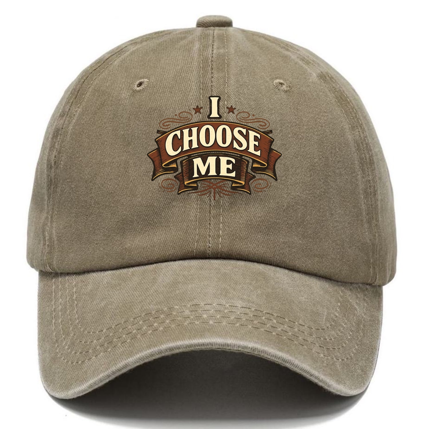 Bold typography design - "I CHOOSE ME" - self-priority, self-selection - Classic Cap - Warm Sand(Khaki)