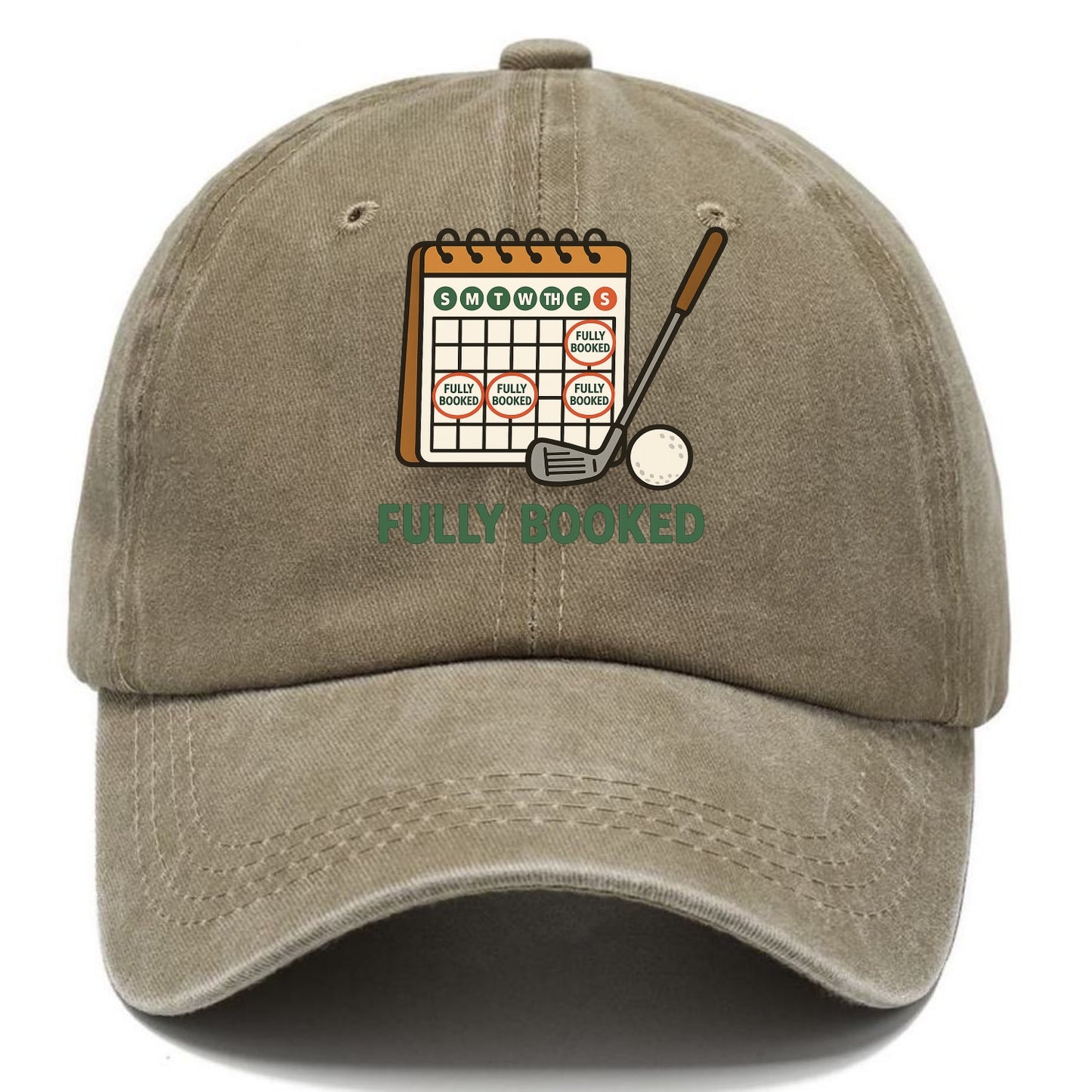 Calendar with every weekend marked for golf - "Fully Booked" - golf obsession - Classic Cap - Warm Sand(Khaki)