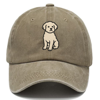 Maltipoo - White curly sitting pose - Classic Cap - Warm Sand(Khaki)