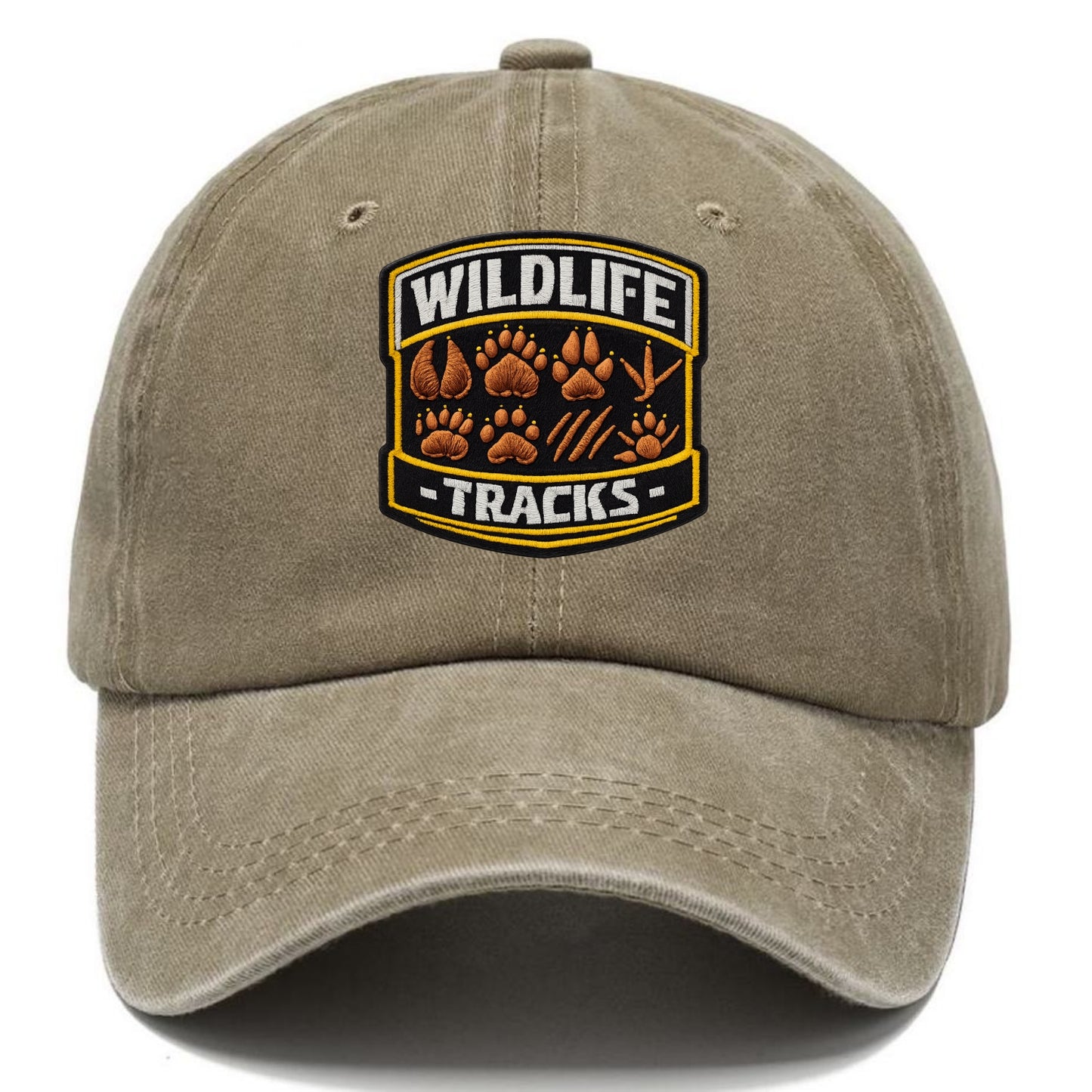 WILDLIFE TRACKS - animal footprints in brown , tracker - Classic Cap - Warm Sand(Khaki)