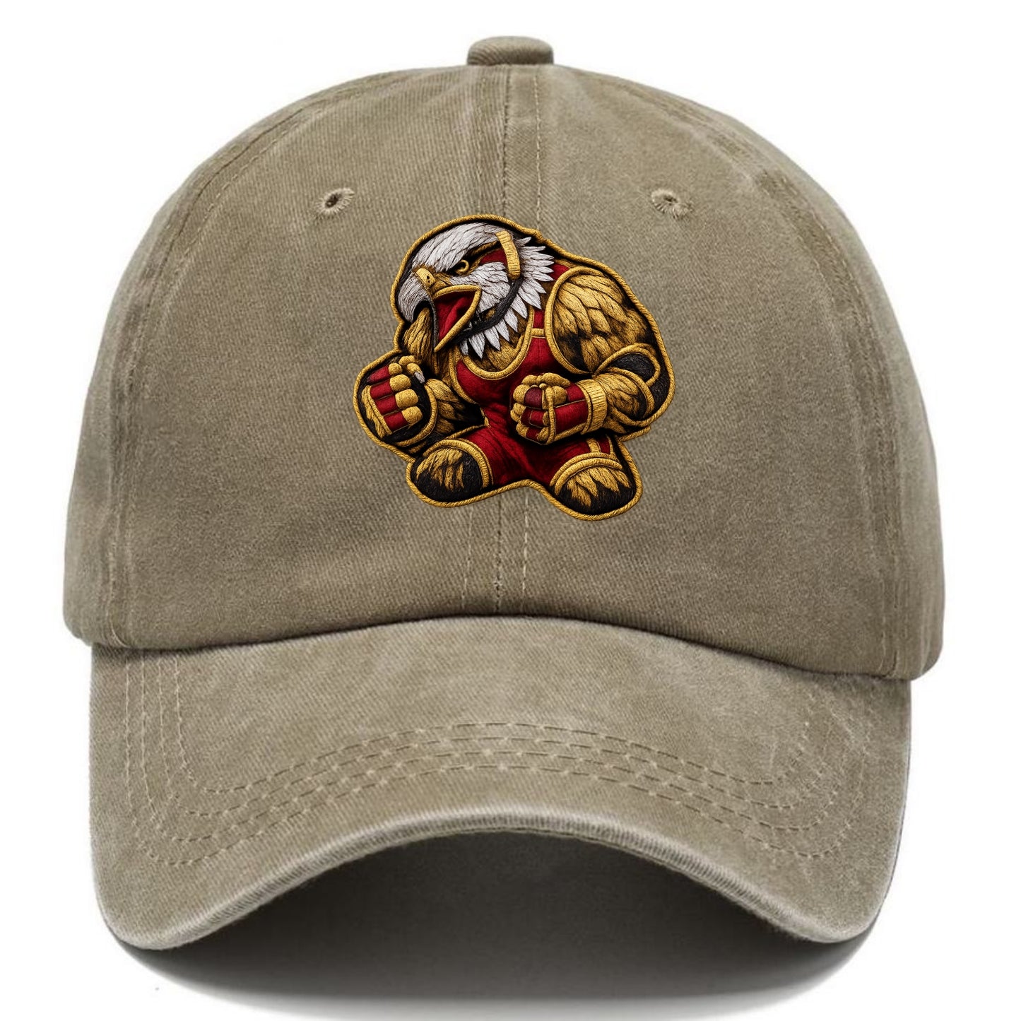 Embroidered patch design - WRESTLING EAGLE - fierce eagle with wrestling singlet in - Classic Cap - Warm Sand(Khaki)