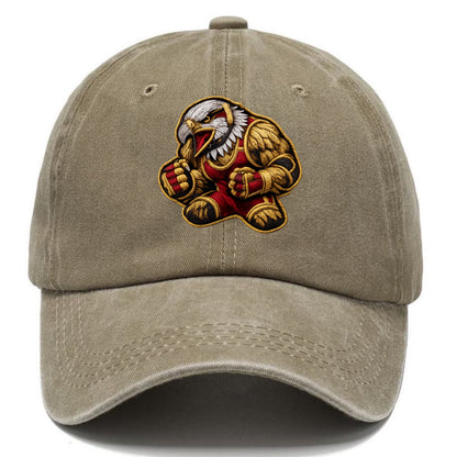 Embroidered patch design - WRESTLING EAGLE - fierce eagle with wrestling singlet in - Classic Cap - Warm Sand(Khaki)