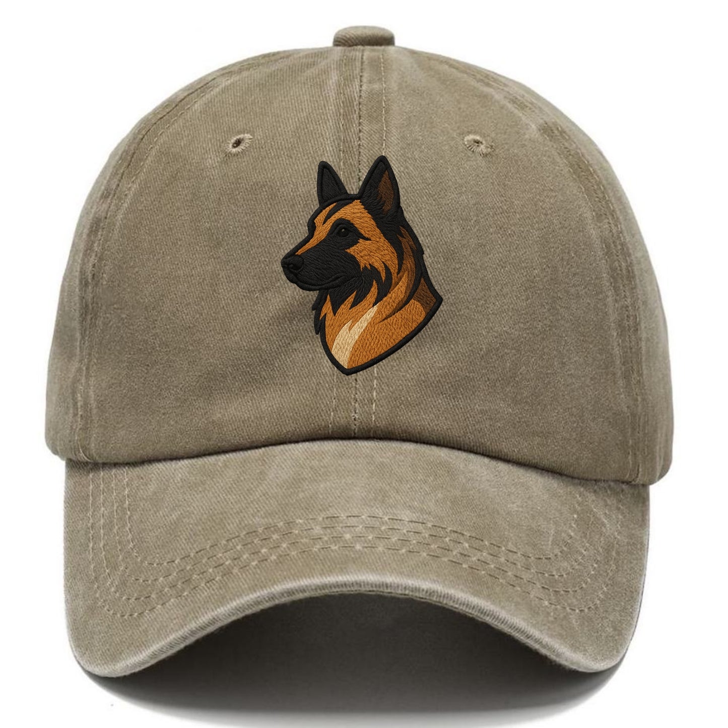Belgian Tervuren - Fawn with black overlay embroidered design - Classic Cap - Warm Sand(Khaki)