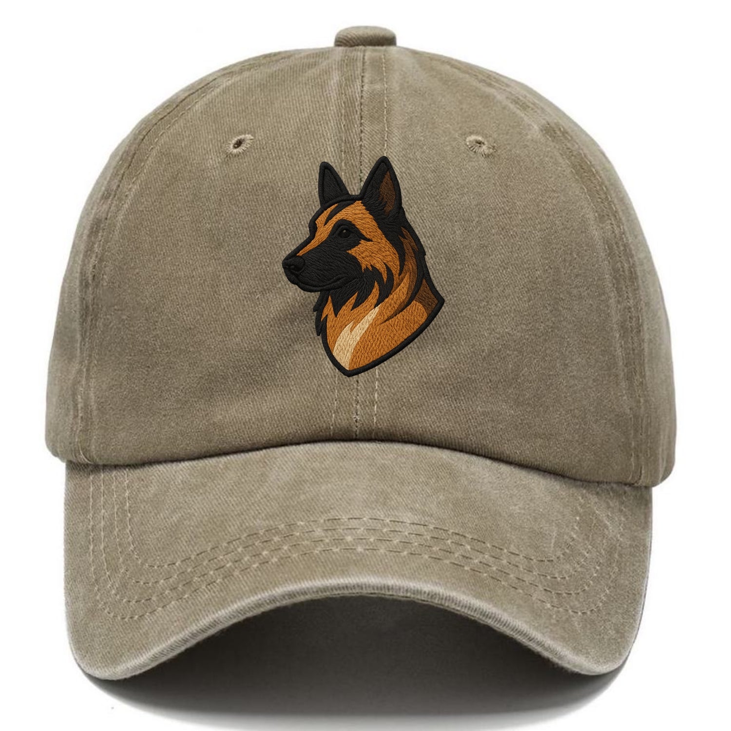 Belgian Tervuren - Fawn with black overlay embroidered design - Classic Cap - Warm Sand(Khaki)