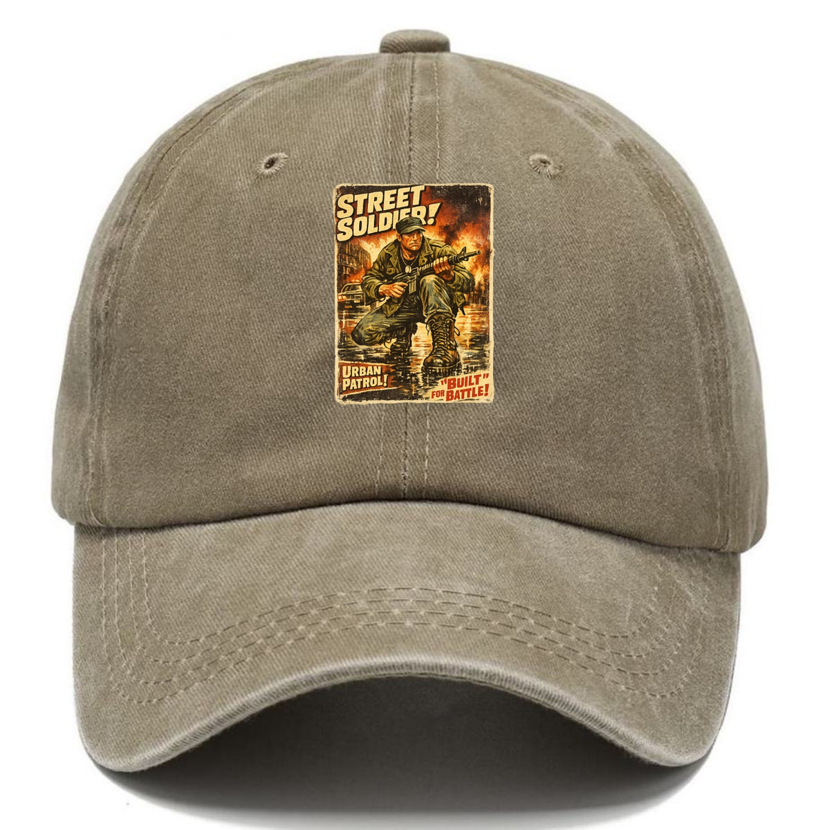 COMBAT READY | Military boots on wet pavement | Street soldier | Urban patrol | Ready - Classic Cap - Warm Sand(Khaki)