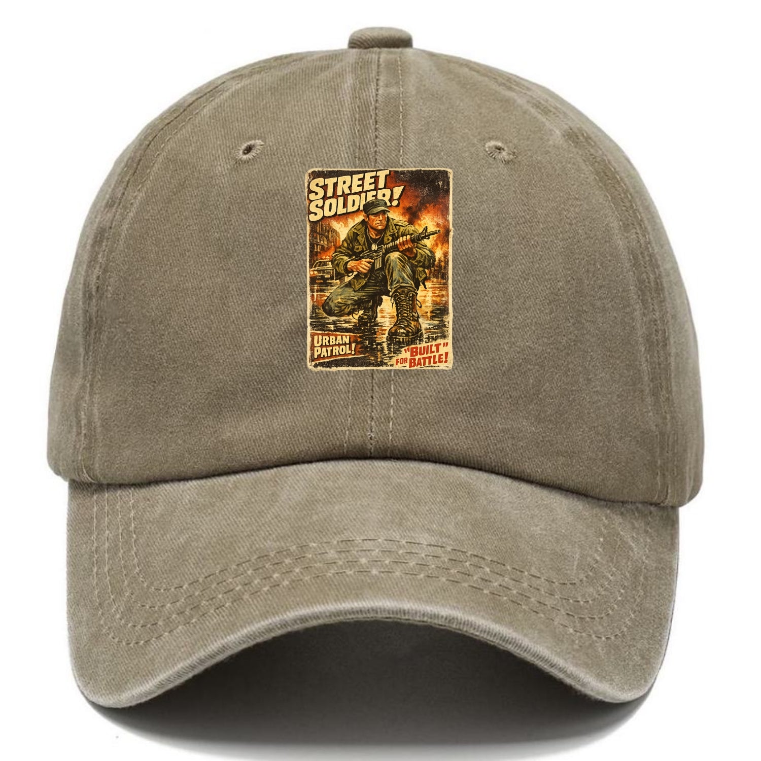 COMBAT READY | Military boots on wet pavement | Street soldier | Urban patrol | Ready - Classic Cap - Warm Sand(Khaki)