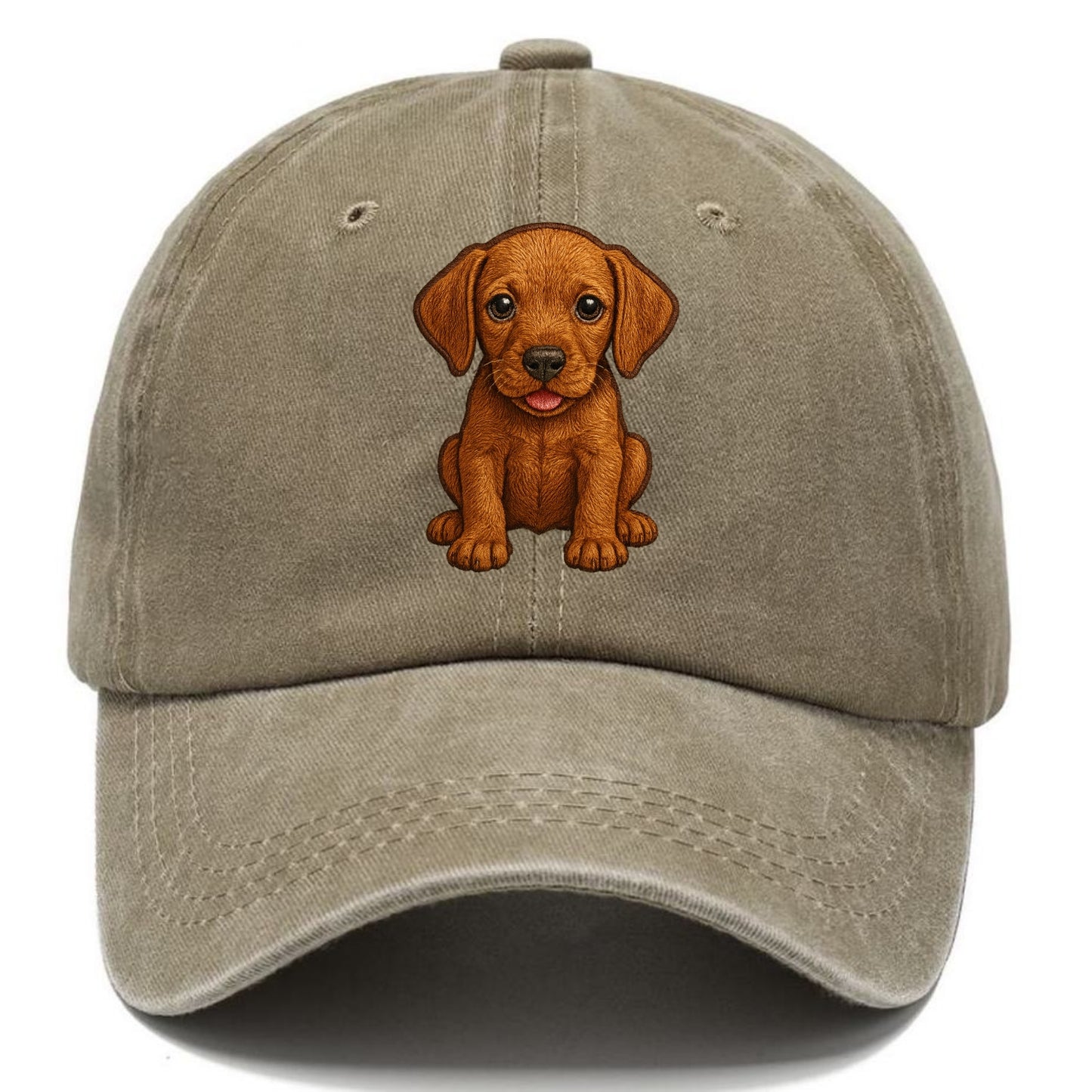 Baby Vizsla Puppy - golden rust coat, soulful eyes, athletic build, front-facing, - Classic Cap - Warm Sand(Khaki)