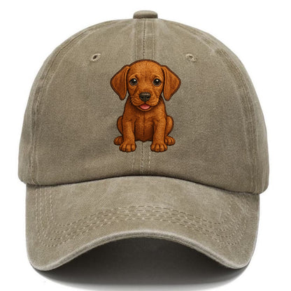 Baby Vizsla Puppy - golden rust coat, soulful eyes, athletic build, front-facing, - Classic Cap - Warm Sand(Khaki)