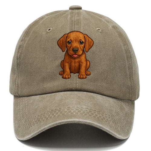 Baby Vizsla Puppy - golden rust coat, soulful eyes, athletic build, front-facing, - Classic Cap