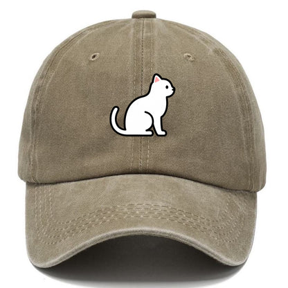 Domestic Shorthair - White classic flat side profile - Classic Cap - Warm Sand(Khaki)