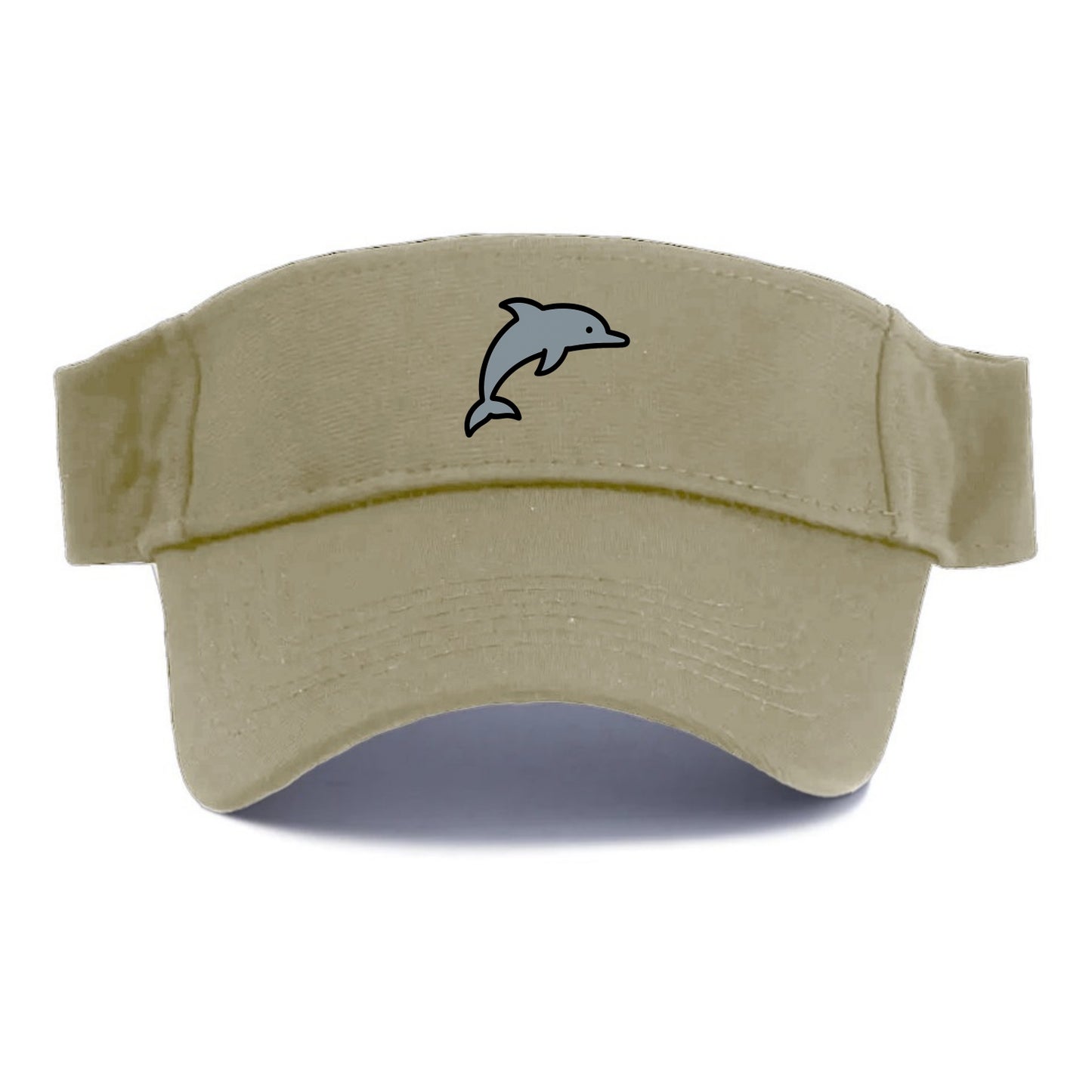 Bottlenose Dolphin - Gray jumping pose flat side profile - Visor - Warm Sand(Khaki)