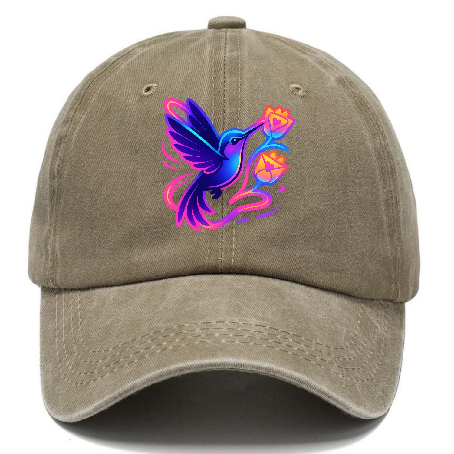 Hummingbird delivering miniature love letters tucked inside flower envelopes - Classic Cap - Warm Sand(Khaki)