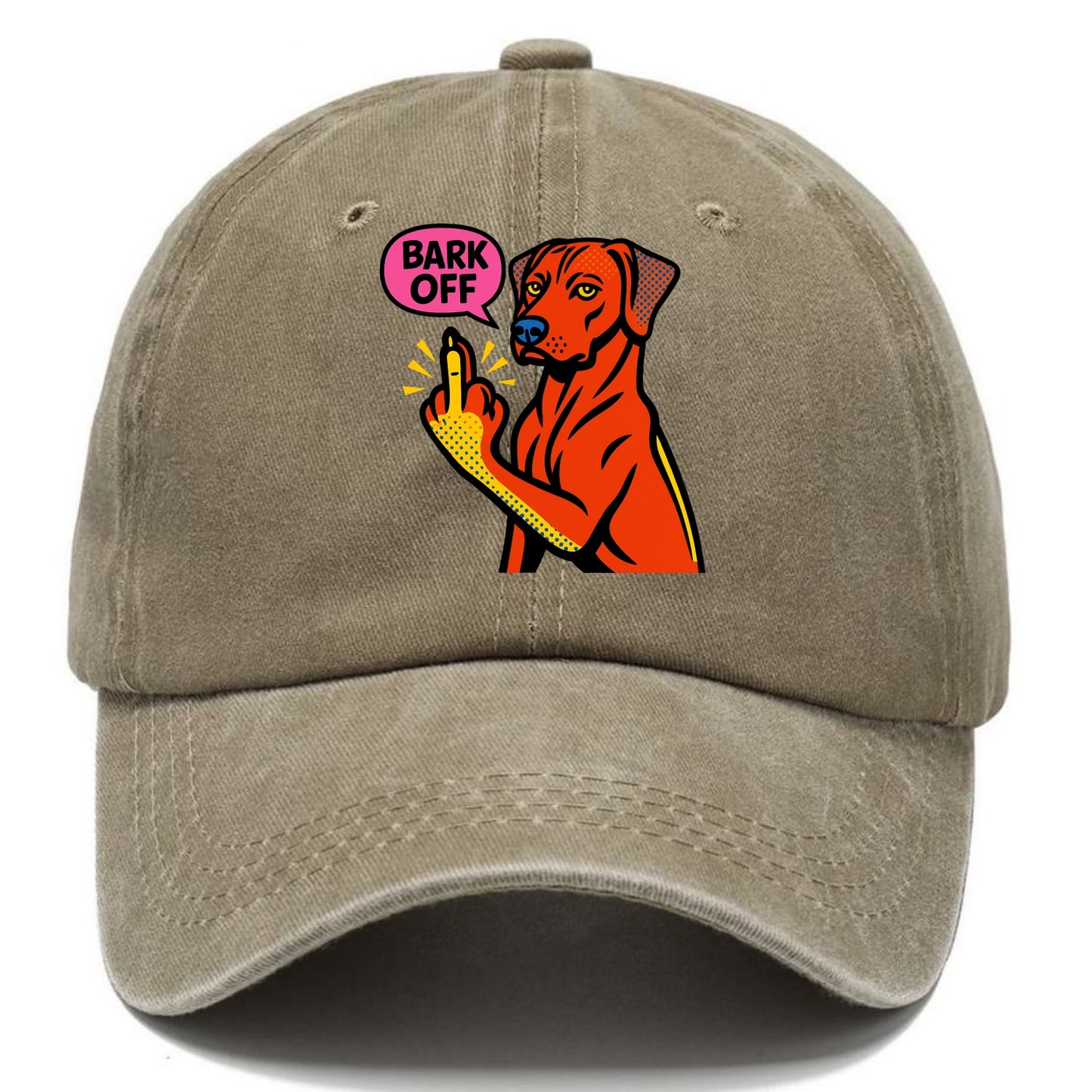 Rhodesian Ridgeback with distinctive ridge on back, athletic muscular paw up - Classic Cap - Warm Sand(Khaki)