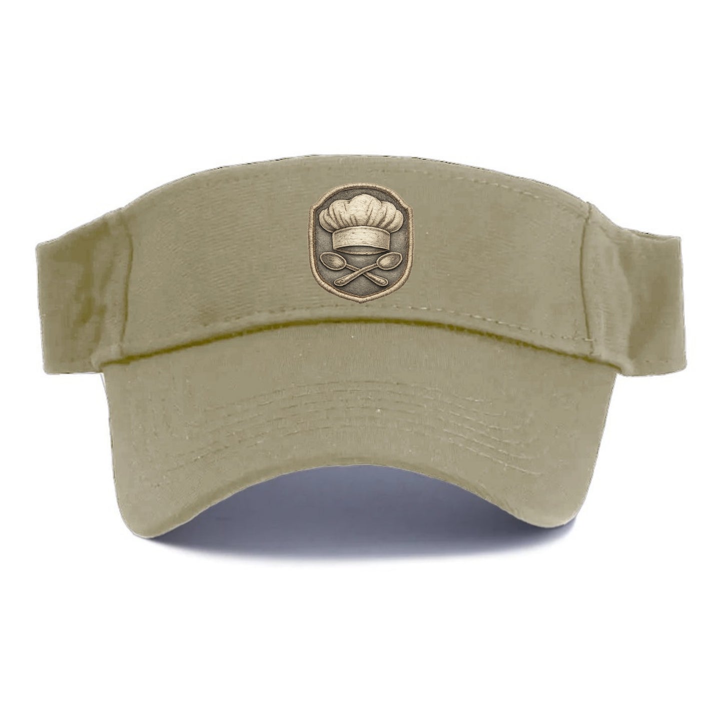 Embroidered patch design - COOKING CHEF HAT - toque blanche with crossed spoons in white - Visor - Warm Sand(Khaki)