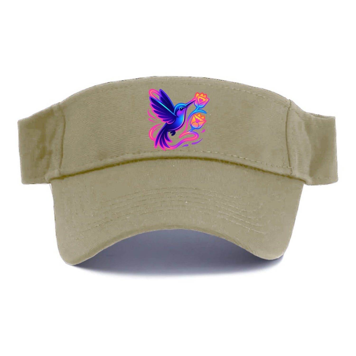 Hummingbird delivering miniature love letters tucked inside flower envelopes - Visor - Warm Sand(Khaki)