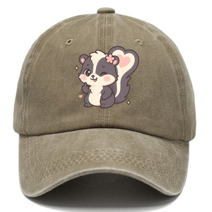 fluffy skunk with heart-shaped tail pattern, one paw up showing sass - Classic Cap - Warm Sand(Khaki)