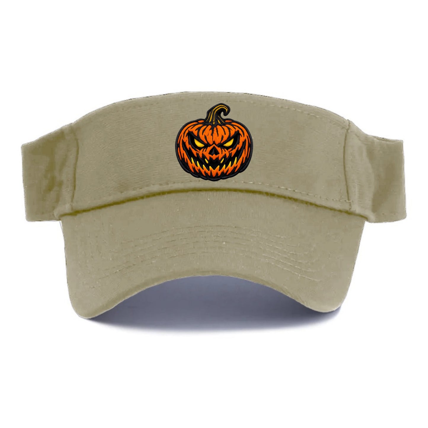 HALLOWEEN PUMPKIN - jack o lantern in orange and black , spooky - Visor - Warm Sand(Khaki)