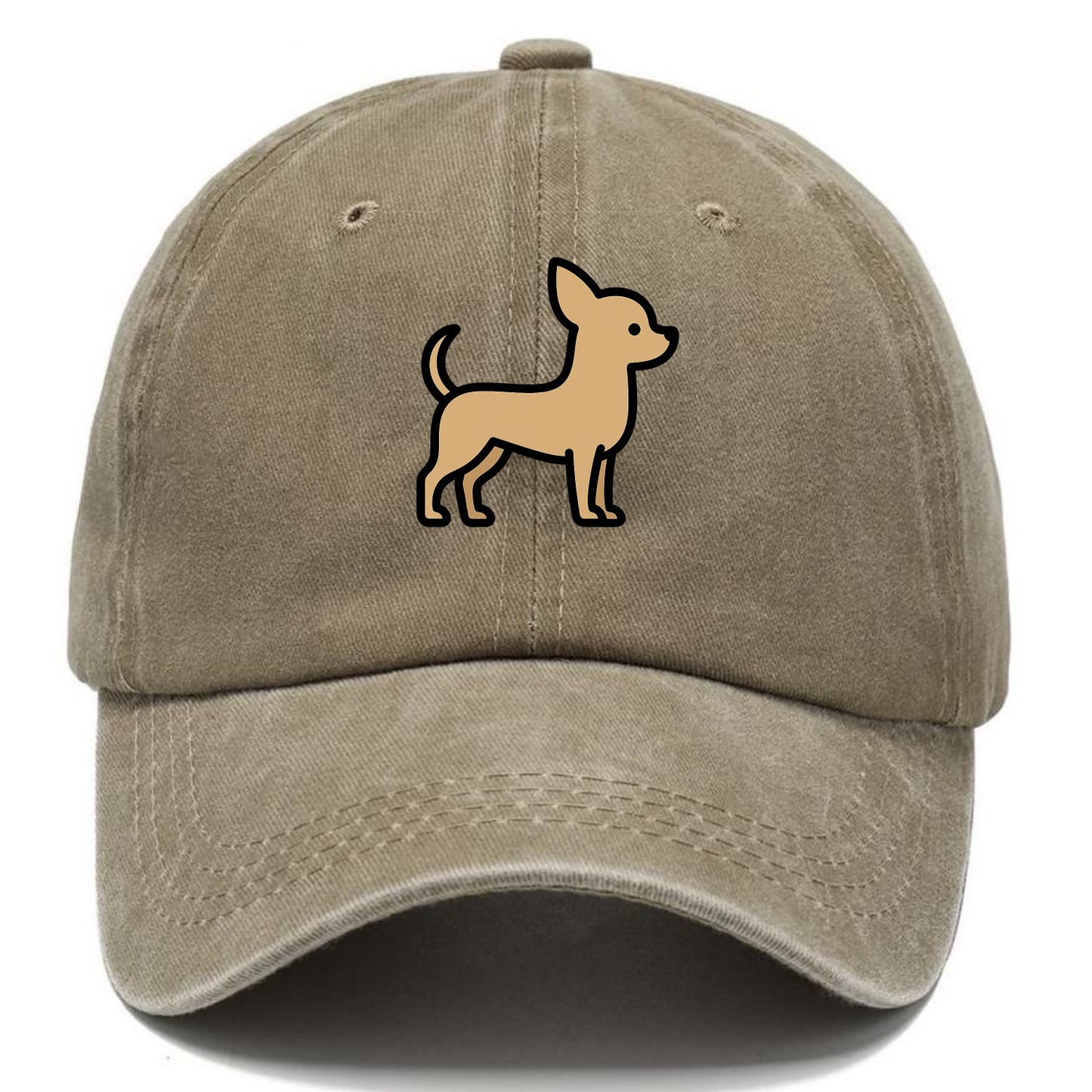 Chihuahua - Tan smooth coat flat side profile - Classic Cap - Warm Sand(Khaki)