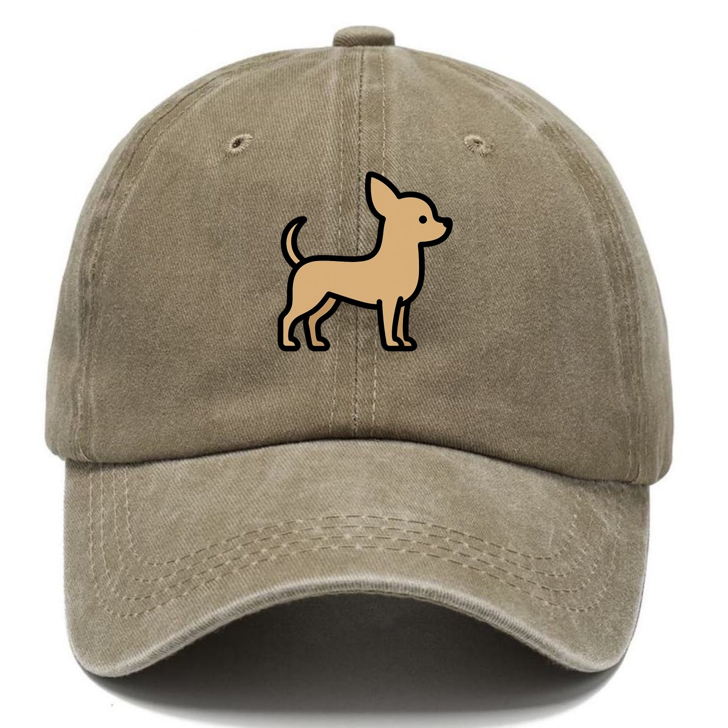 Chihuahua - Tan smooth coat flat side profile - Classic Cap - Warm Sand(Khaki)