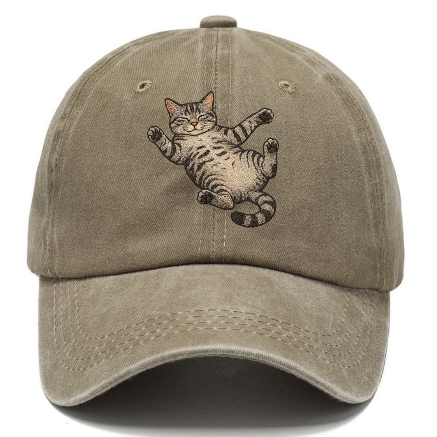 American Shorthair  fully relaxed sprawl Classic Cap - Warm Sand(Khaki)
