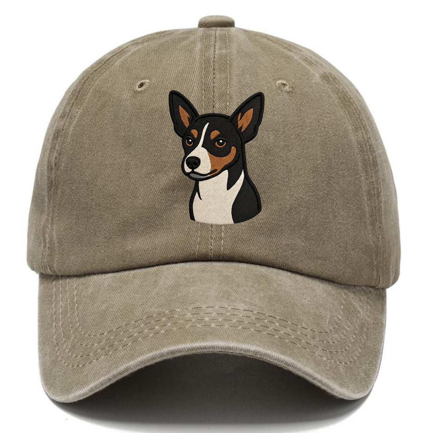 Rat Terrier - Tri-color embroidered pose - Classic Cap - Warm Sand(Khaki)