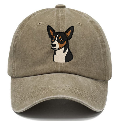 Rat Terrier - Tri-color embroidered pose - Classic Cap - Warm Sand(Khaki)